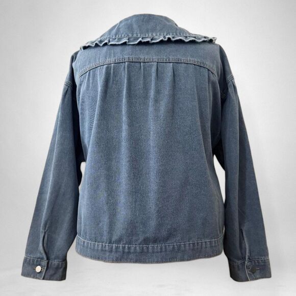 BAEVELY Womens Exaggerated Ruffle Collar Denim Jacket, NWT 3XL - Picture 7 of 11